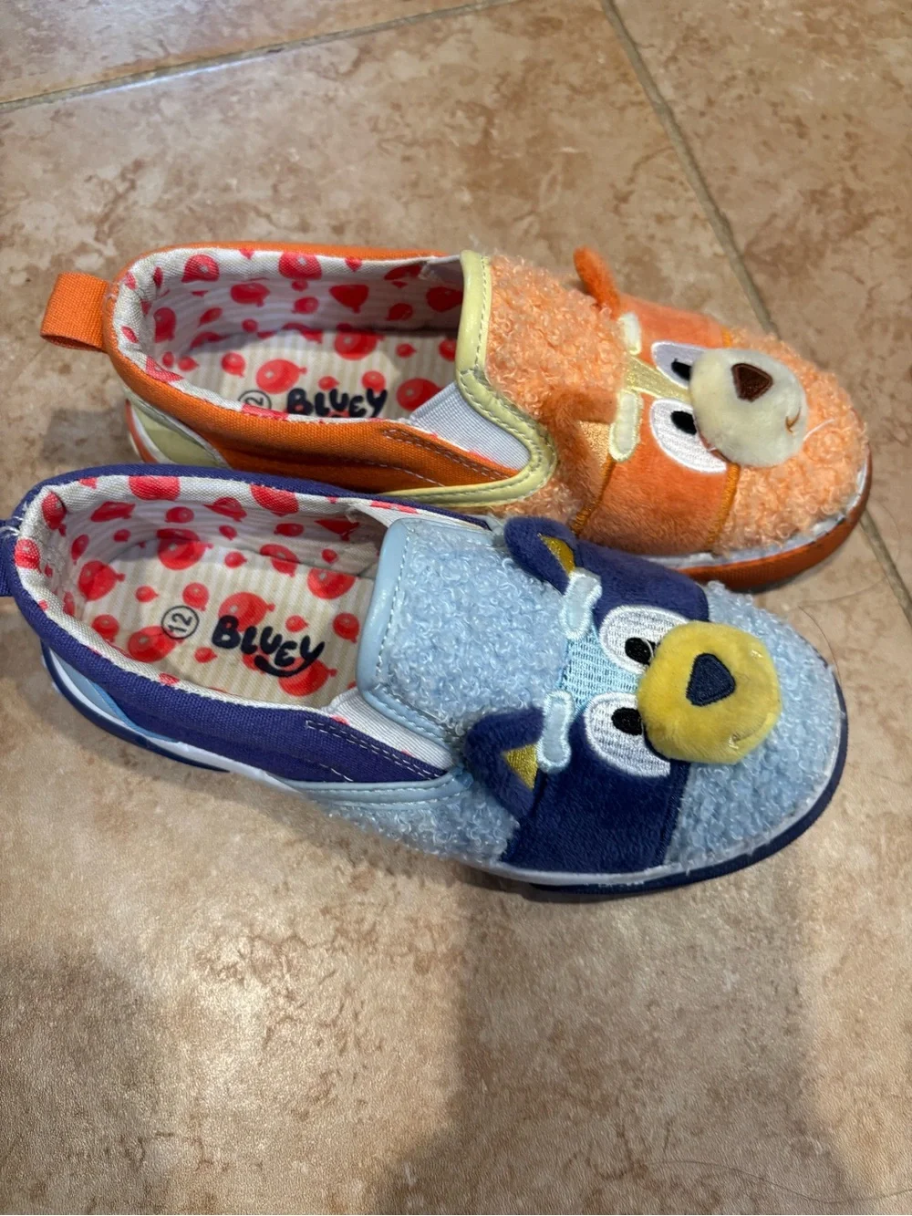 Kids Plush Animal Slip-On Shoes - Blue & Orange